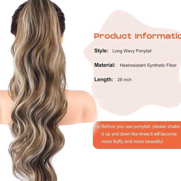 Clamping Ponytail Hair Extensions, 26 Inch Fake Hair, Water Ripple Curly Hair, - Picture 3 of 5
